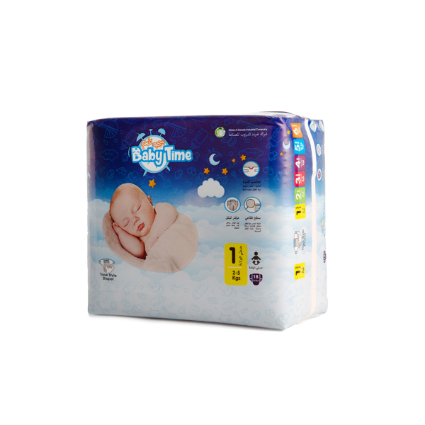 بيبي تايم مقاس (1) - كرتون اقتصادي - 200 حفاض
