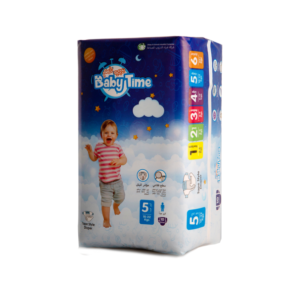 بيبي تايم مقاس (5) - كرتون اقتصادي - 112 حفاض