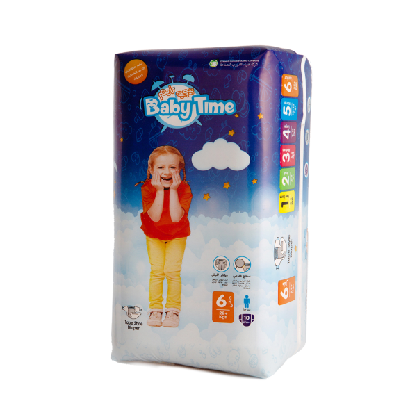 بيبي تايم مقاس (6) - كرتون اقتصادي - 104 حفاض