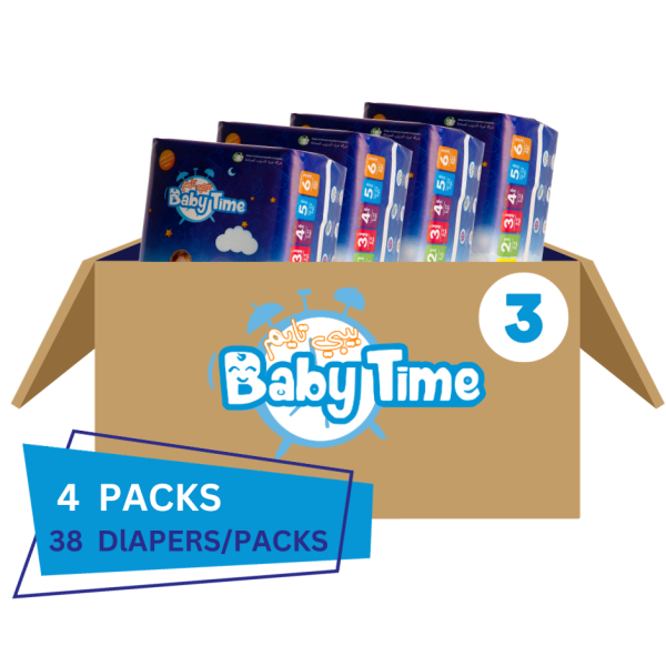 بيبي تايم مقاس (3) - كرتون اقتصادي - 152حفاض